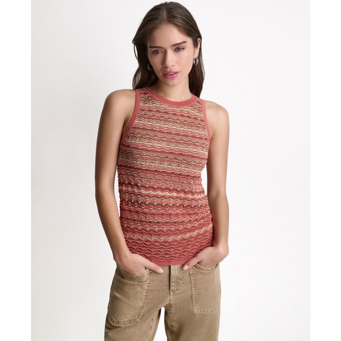 Bcbg Women's Lurex Stripe Sleeveless Top