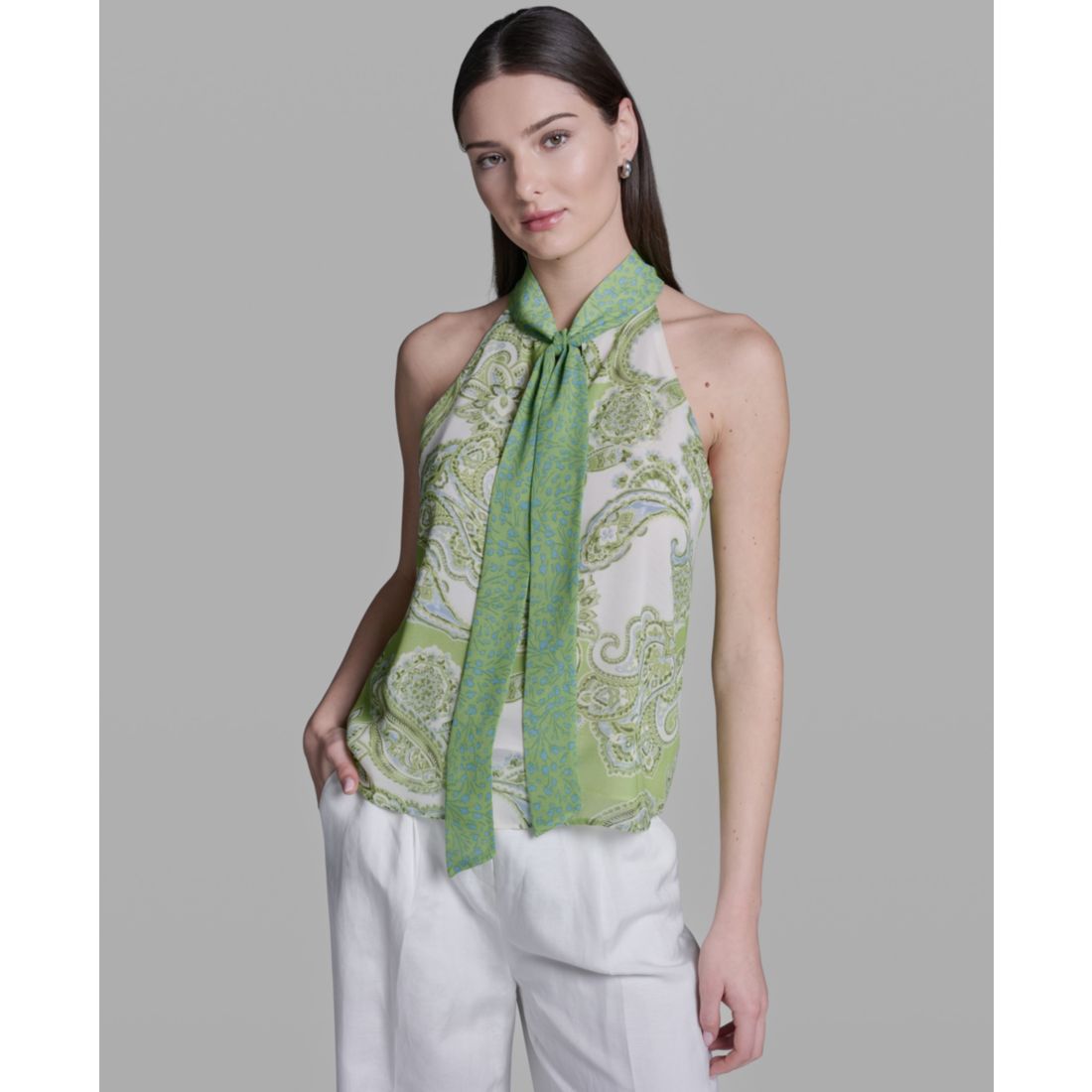 Bcbg Women's Sleeveless Tie-Neck Blouse