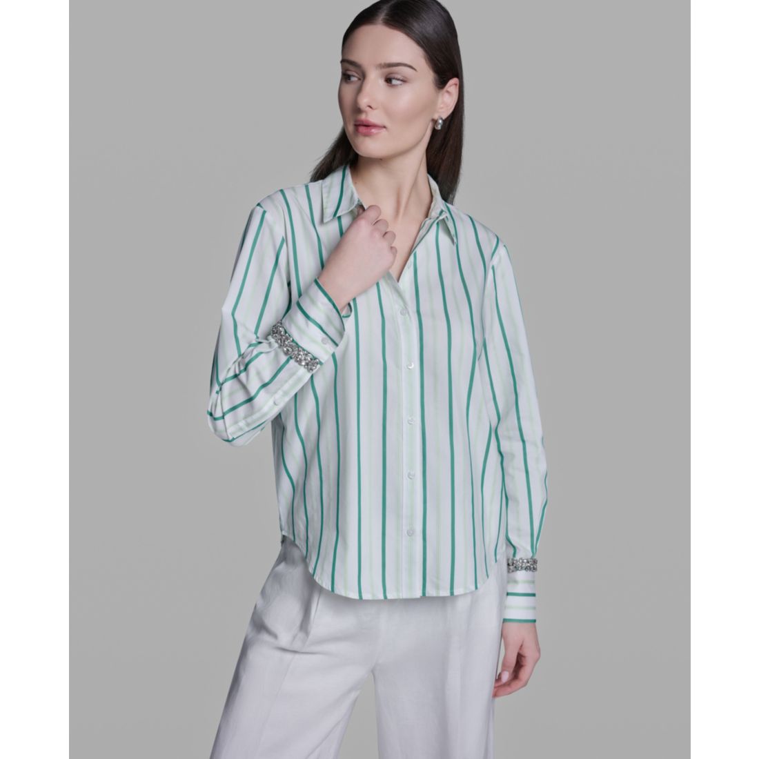 Bcbg Women's Long-Sleeve Collared Neck Shirt