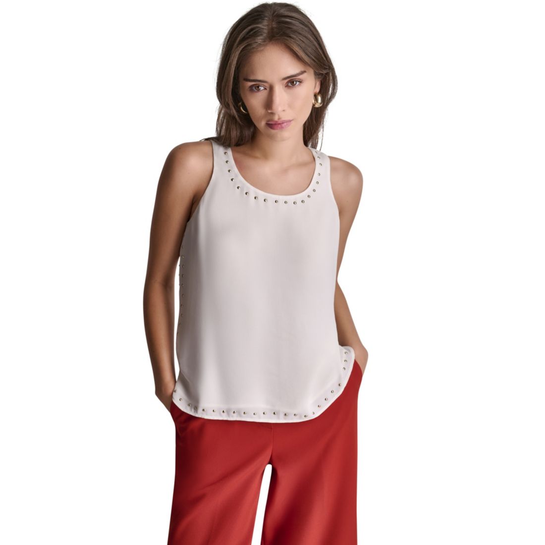 Bcbg Women's Sleeveless Studded Top