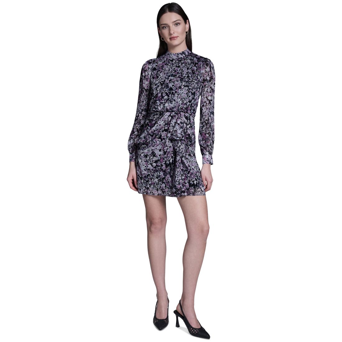 Bcbg Women's Chiffon Side-Knot Mini Dress