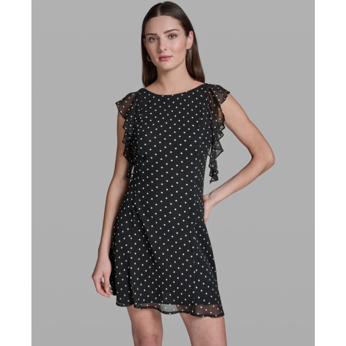 Bcbg Women's Flutter-Sleeve Polka Dot Dress