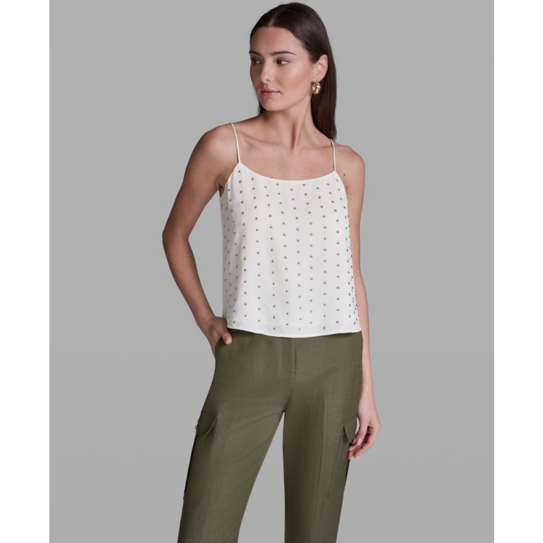 Bcbg Women's Studded Scoop Neck Cami Top