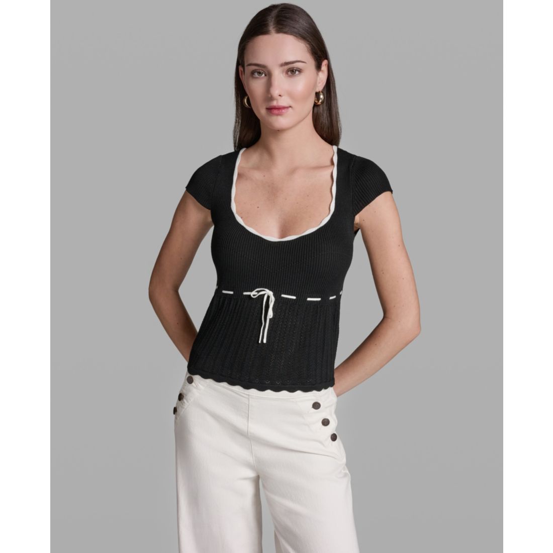 Bcbg Women's Cap-Sleeve Scoop Neck Top