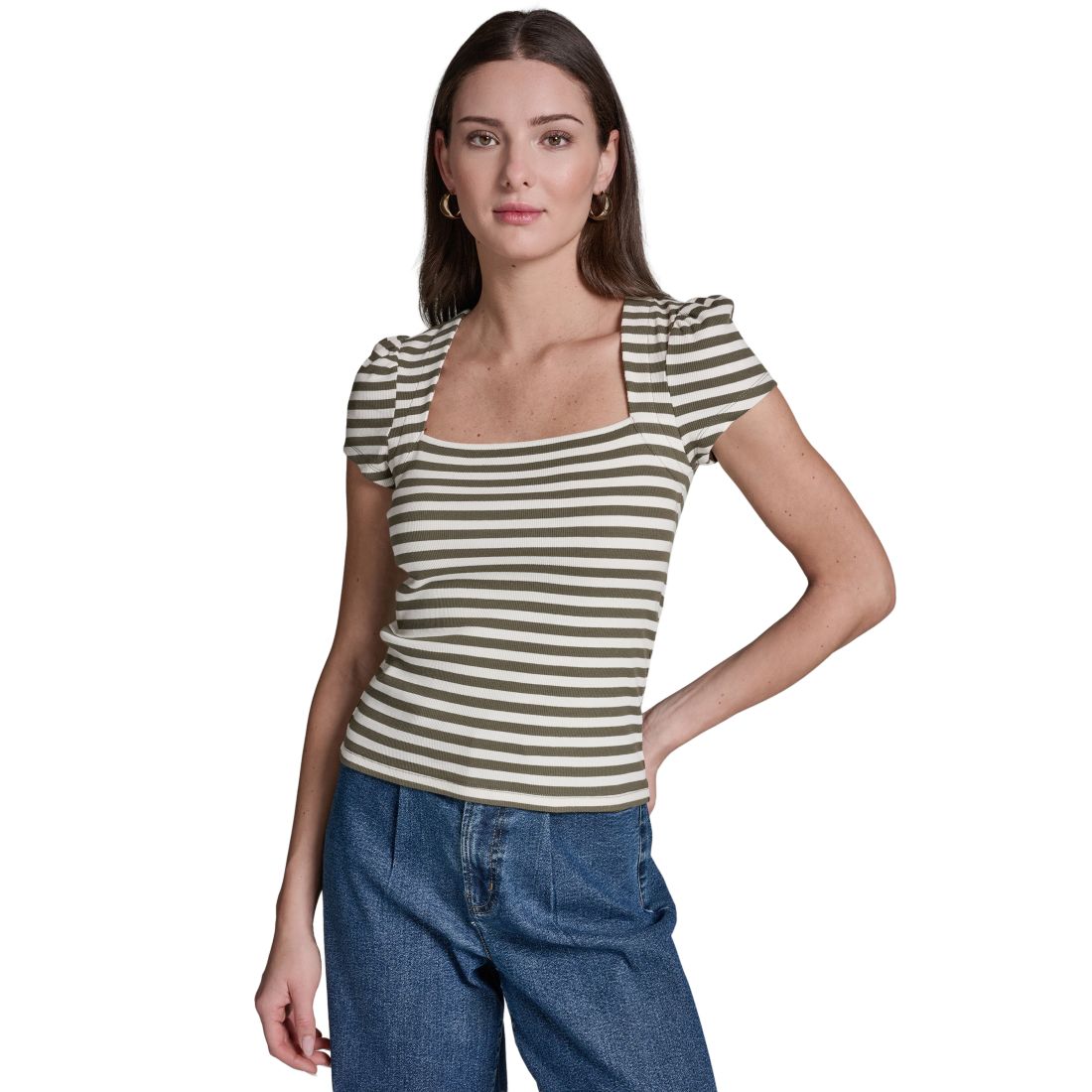 Bcbg Women's Cap-Sleeve Square Neck Top