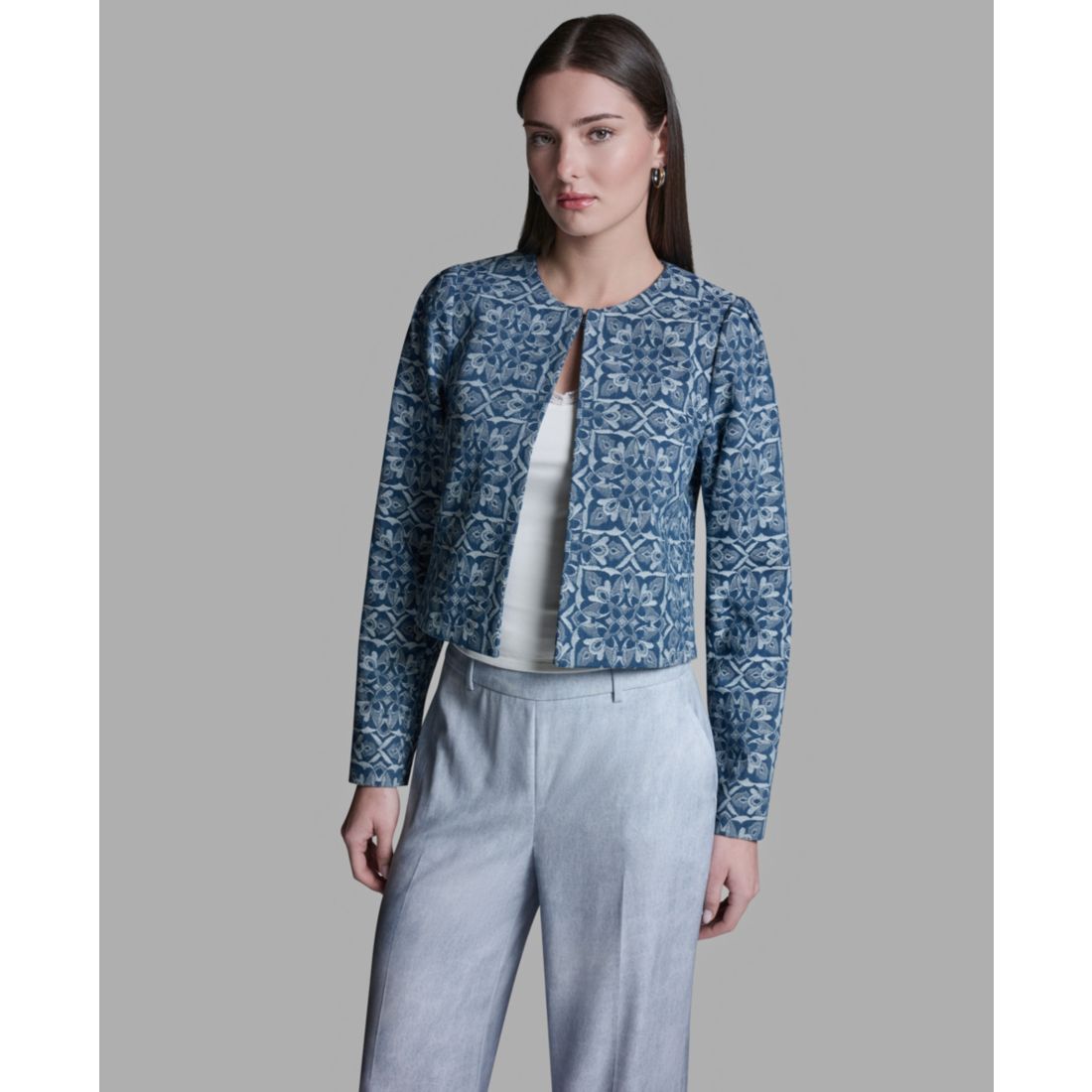 Bcbg Women's Boxy Square Print Jacket