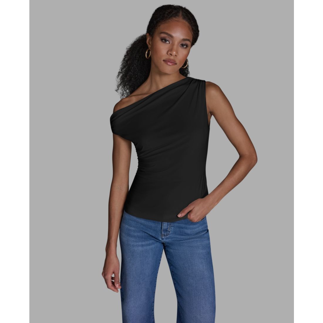 Bcbg Women's Sleeveless Ruched Boat Neck Top