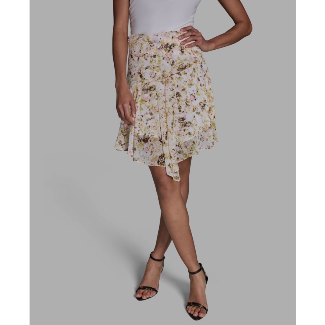 Bcbg Women's Side Zipper Printed Asymmetrical Mini Skirt