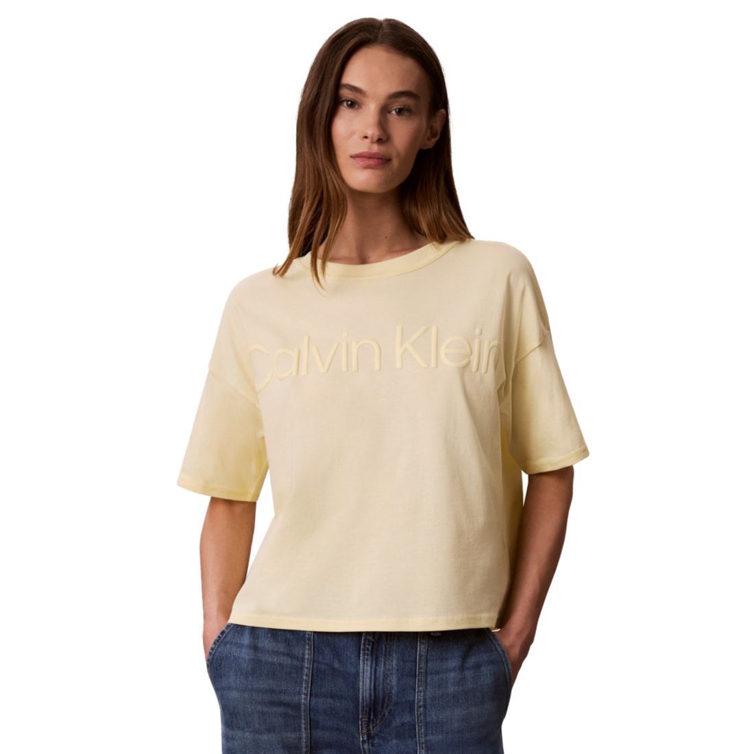 Calvin Klein Performance Women's Puff Graphic Logo Pull-On Cropped T-Shirt