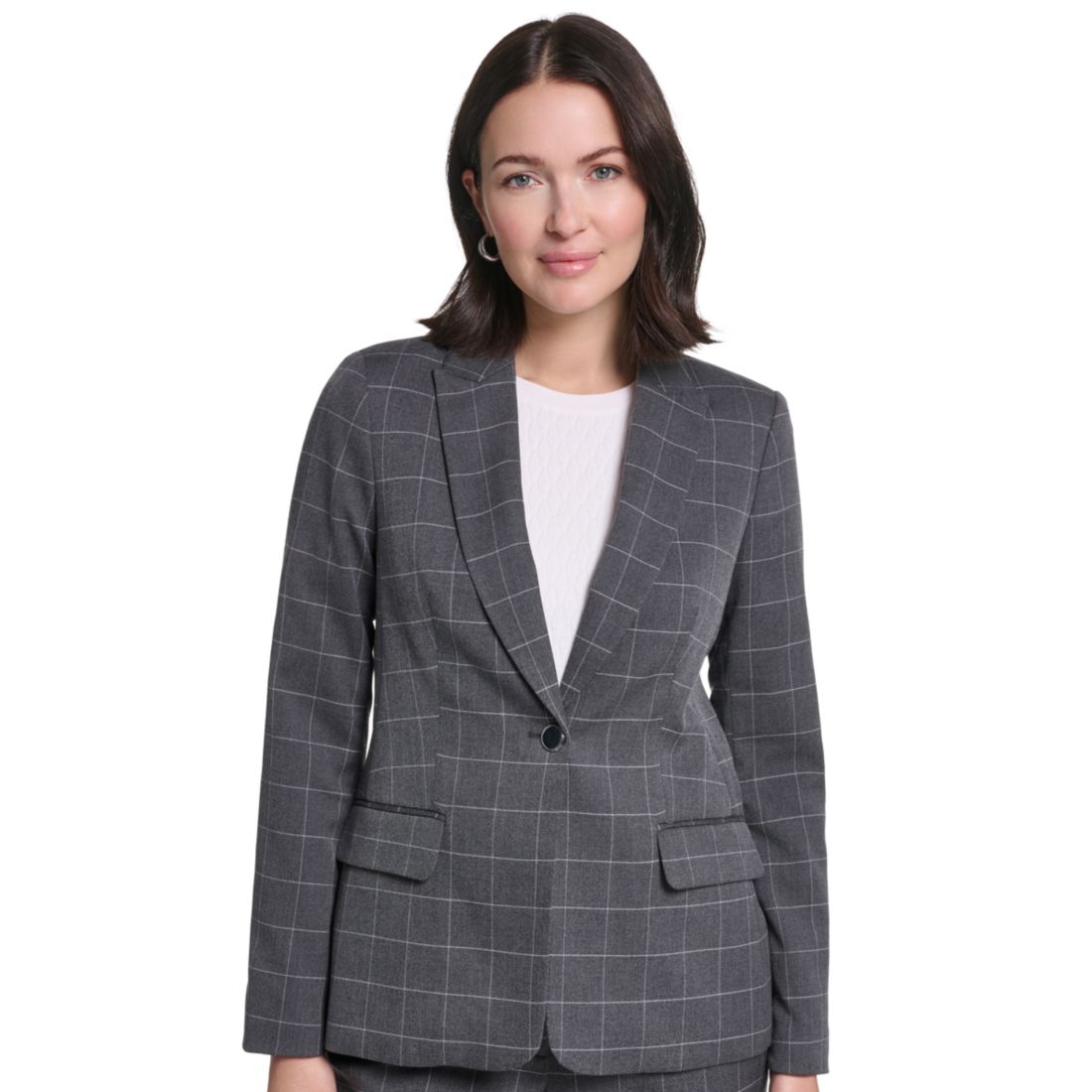 Calvin Klein Women's One-Button Notch Lapel with Front Pockets Jacket