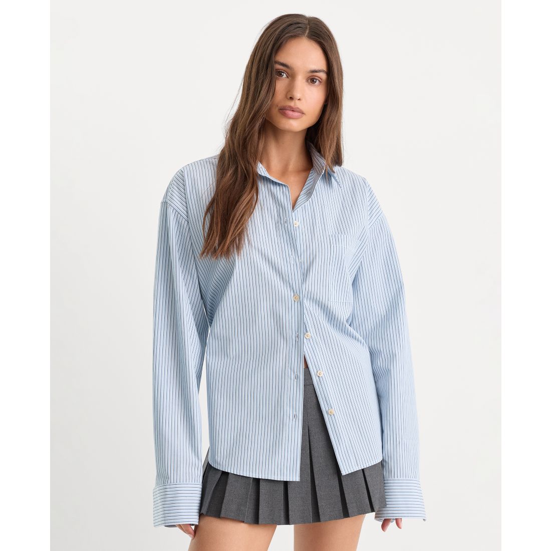 Good American Women's Oversized Collared Shirt