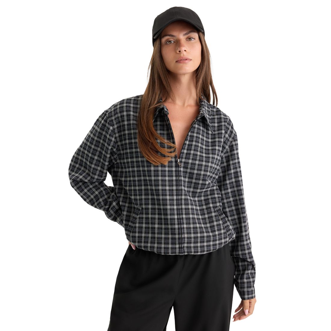 Good American Women's Lightweight Collared Bomber Jacket