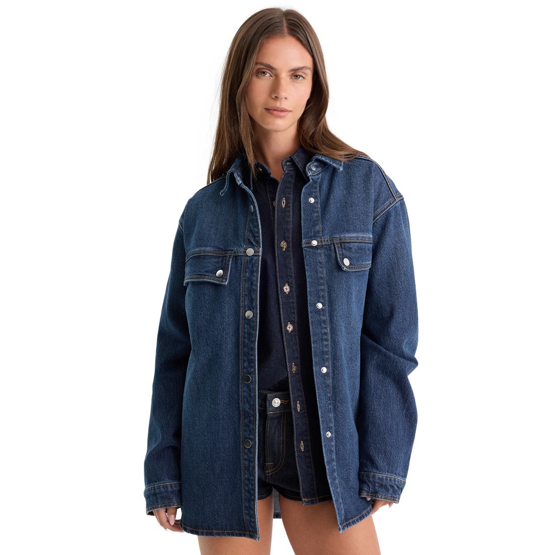 Good American Women's Collared Long-Sleeve Button-Front Top
