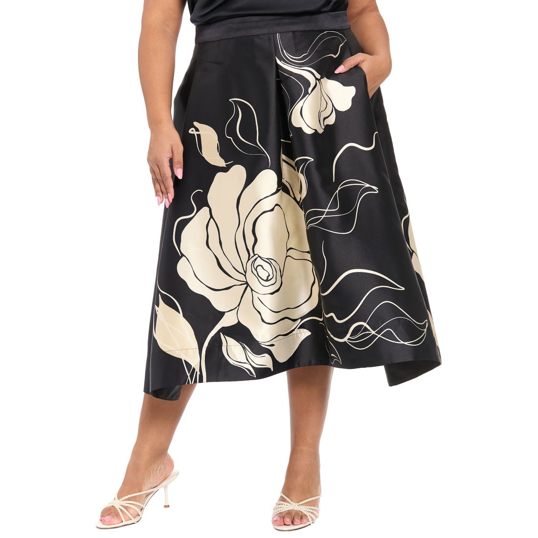 Muse Plus Size Pleated High-Low Midi Skirt