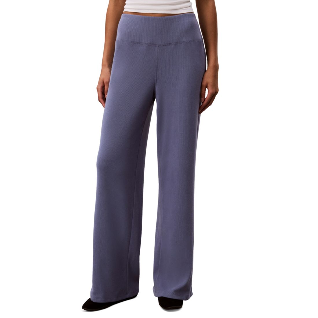 Calvin Klein Performance Women's Pull-On Waffle-Knit Relaxed-Fit Straight-Leg Pants