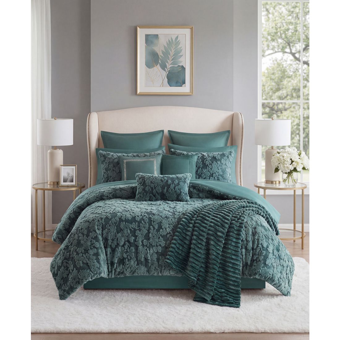Macy's Landry Floral 14-Piece Comforter Set, King