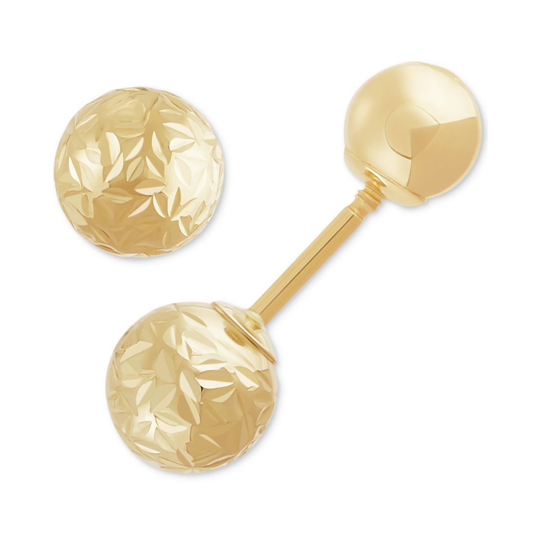 Macy's Polished & Textured Front & Back Stud Earrings in 14k Gold, Created for Macy's