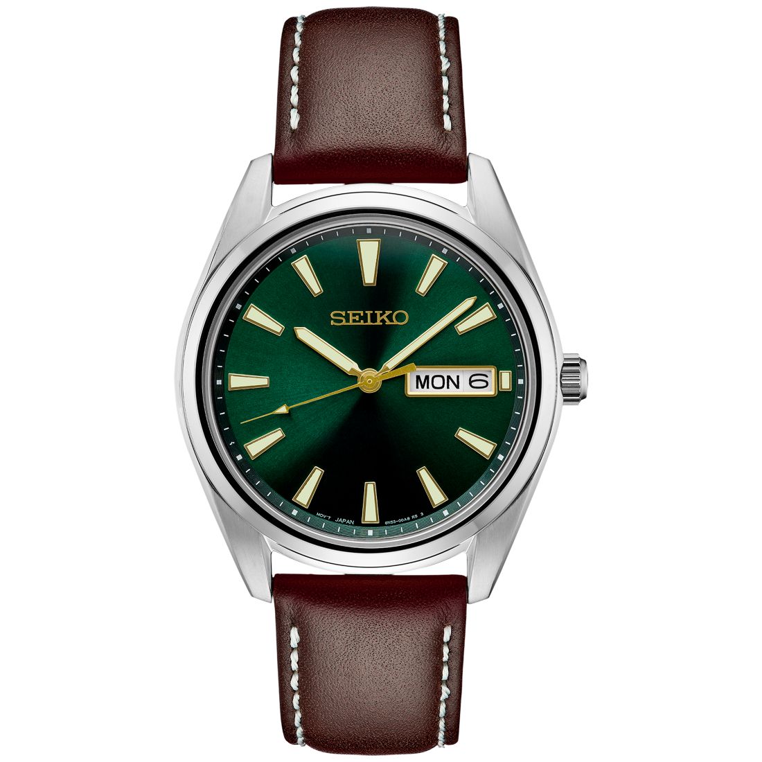 Seiko Men's Essentials Brown Leather Strap Watch 40mm