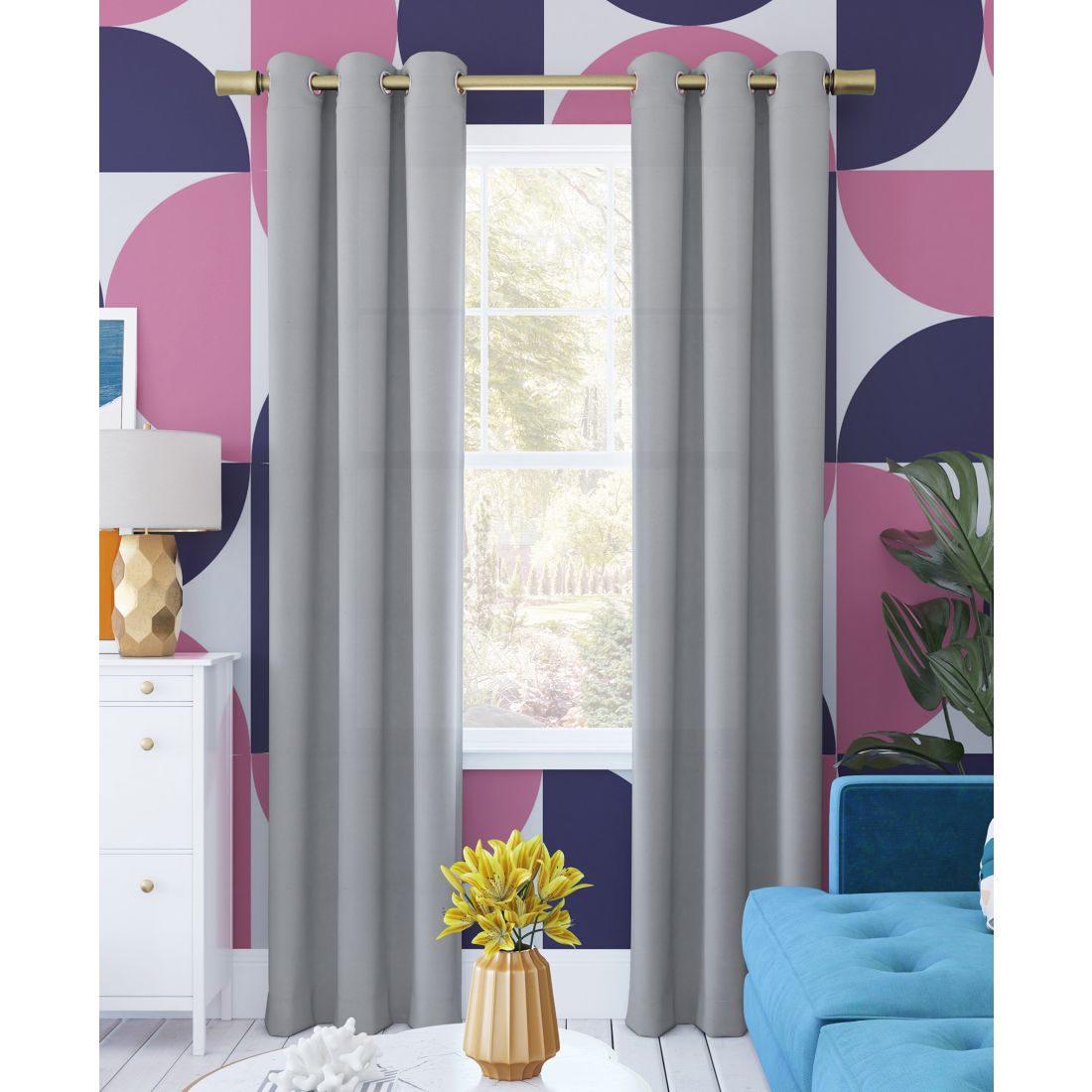 Sun Zero Harper Bright Vibes 100% Blackout Grommet Curtain Panel