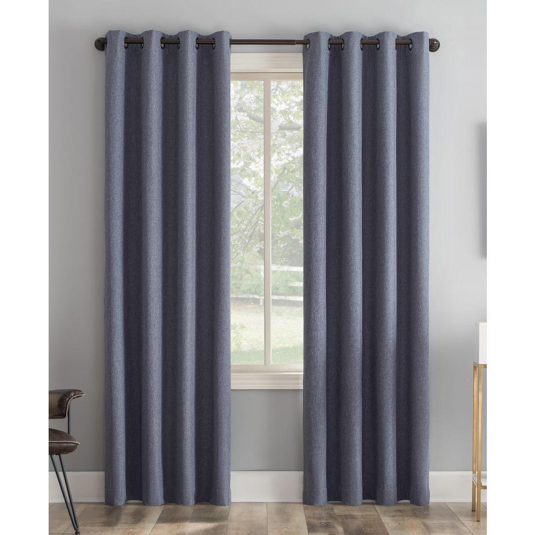 Sun Zero Tresello Tonal Texture Draft Shield Fleece Insulated 100% Blackout Grommet Curtain Panel