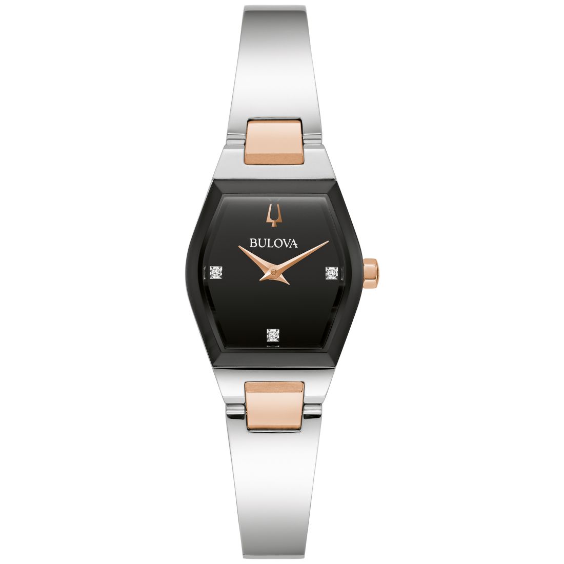 Bulova Women's Modern Gemini Diamond Accent Stainless Steel Bangle Bracelet Watch 23mm