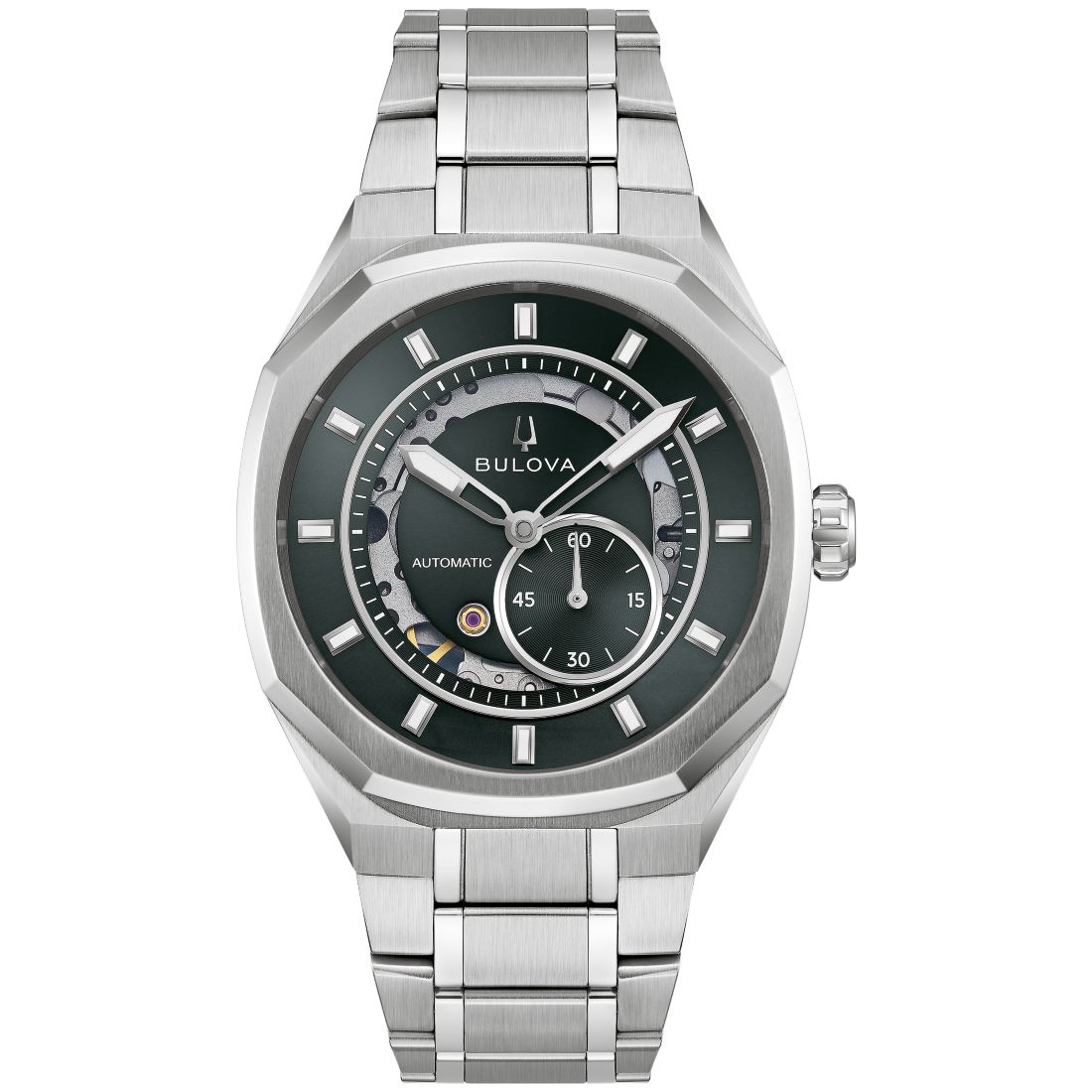 Bulova Men's Automatic Marc Anthony Silver-Tone Stainless Steel Bracelet Watch 40.5mm