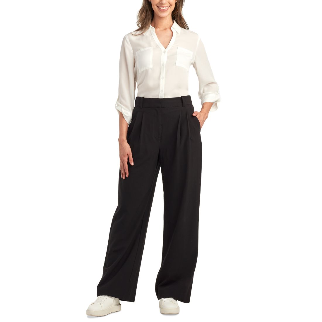 Bcx Juniors' Pleated-Front Wide-Leg Pants