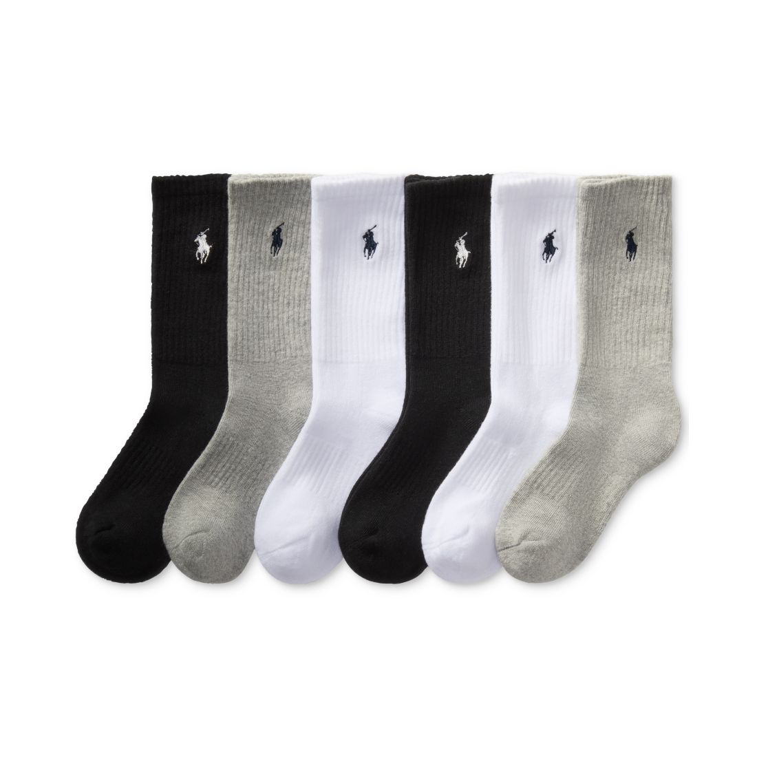 Polo Ralph Lauren Little & Big Boys Solid Crew Socks, 6-Pack