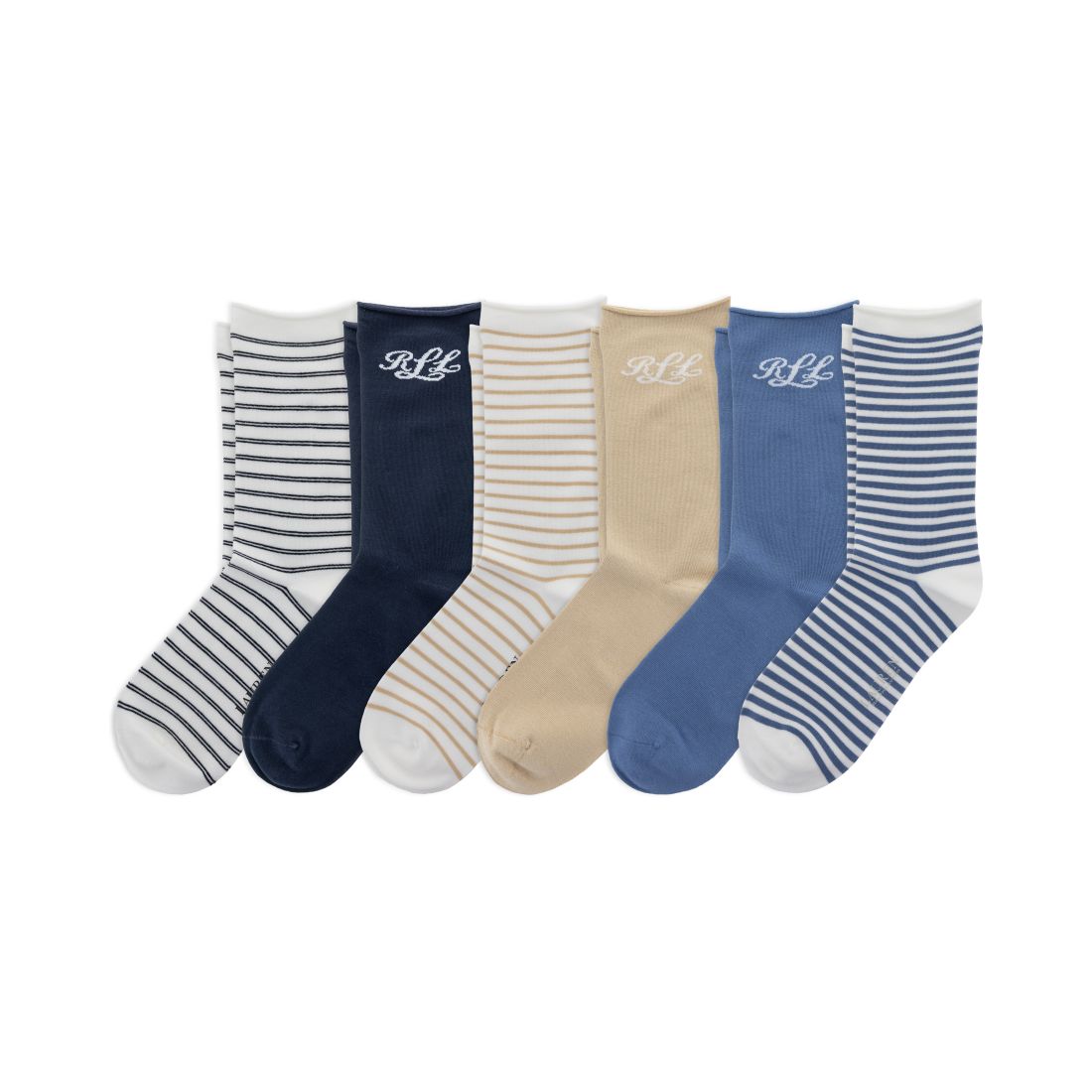Lauren Ralph Lauren Women's Script Roll-Top Socks, 6-Pack