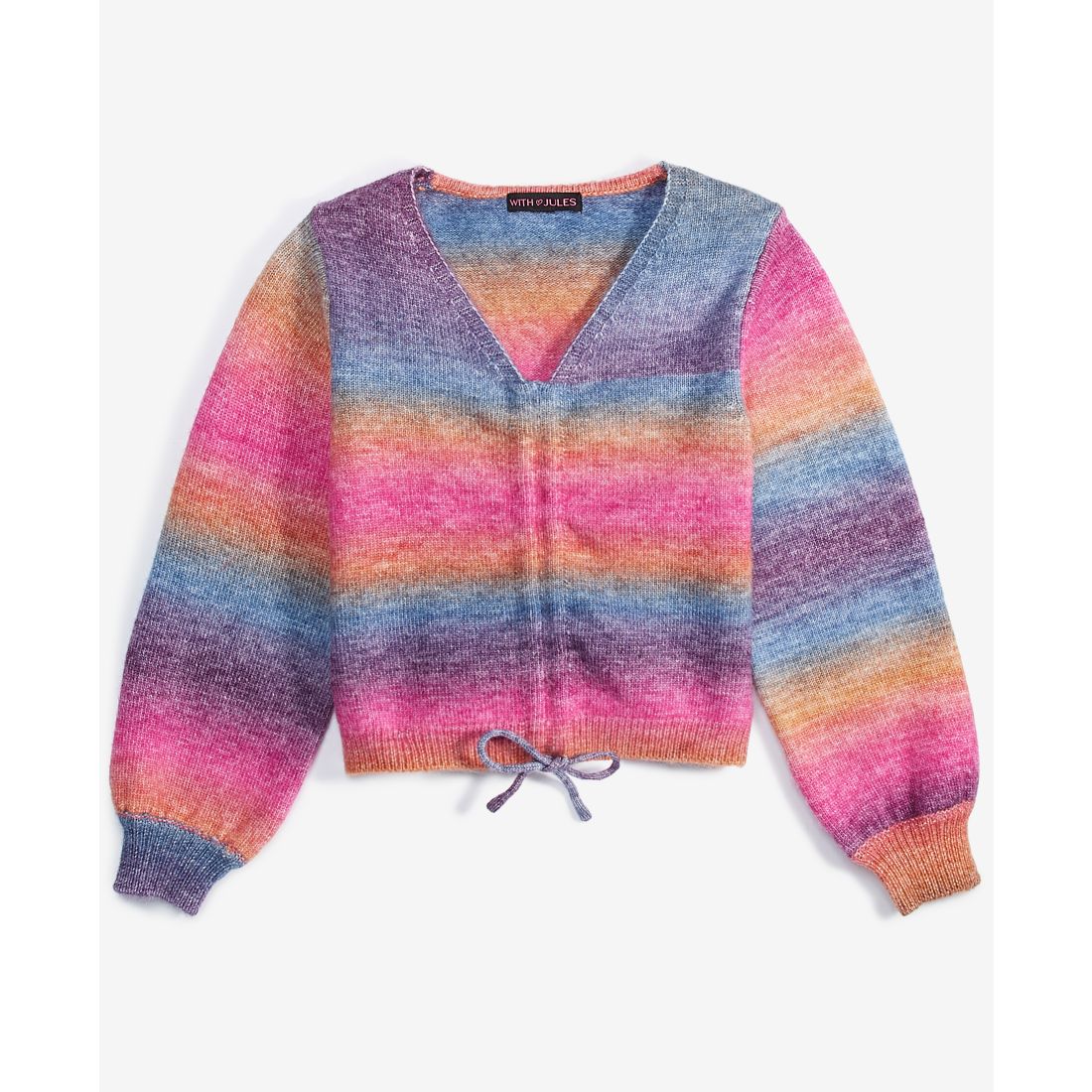 With Jules Big Girls Drawstring Rainbow Sweater
