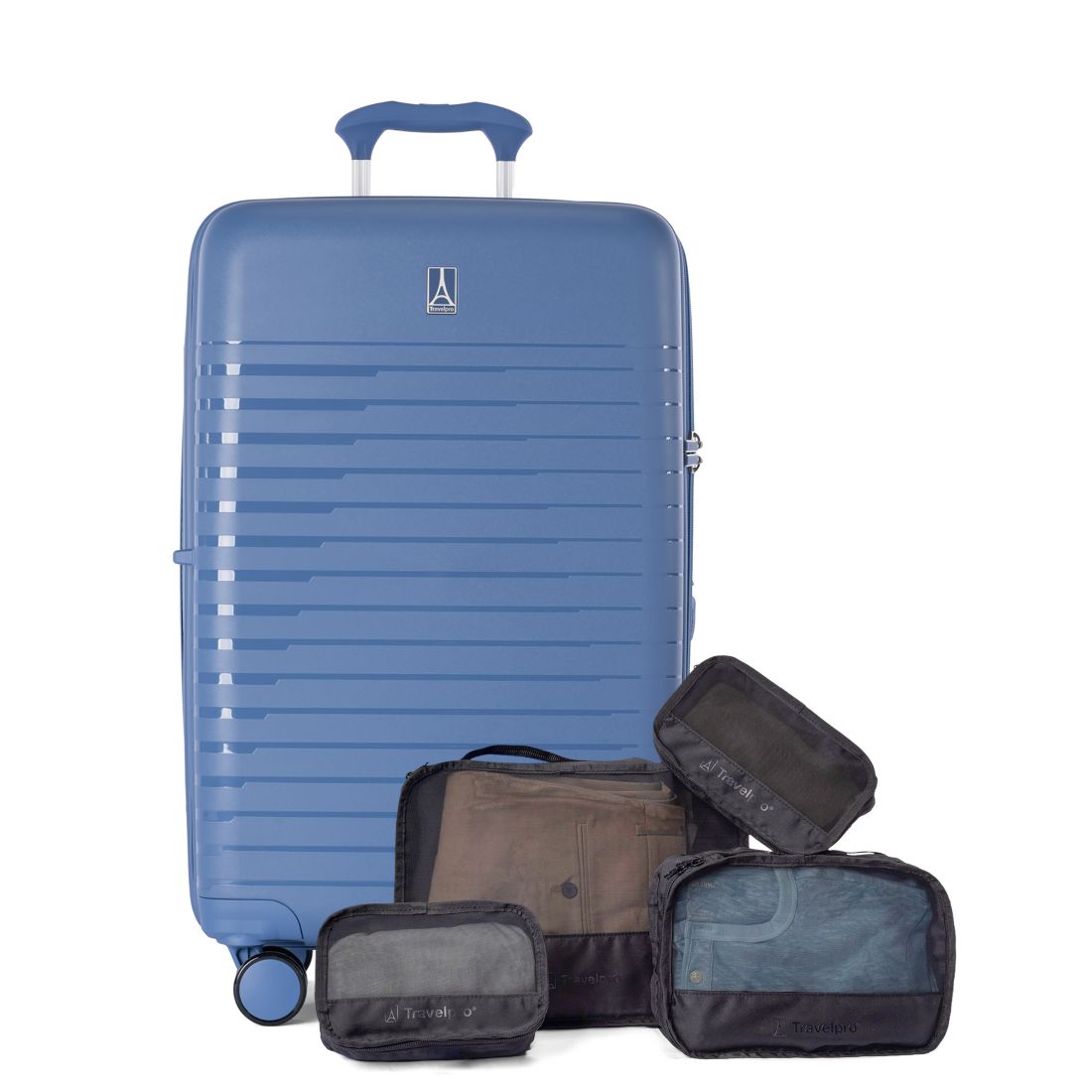 Travelpro Optima Medium Check-In Expandable Spinner and Packing Cubes