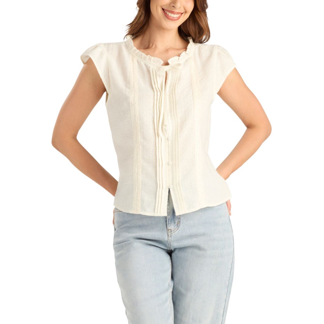 Bcx Women's Flutter Short-Sleeve Peplum Top