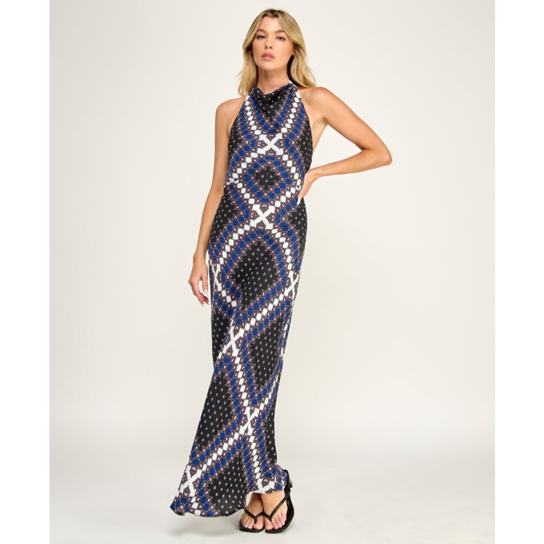 Invitee Juniors' Printed Halter Neck Maxi Dress