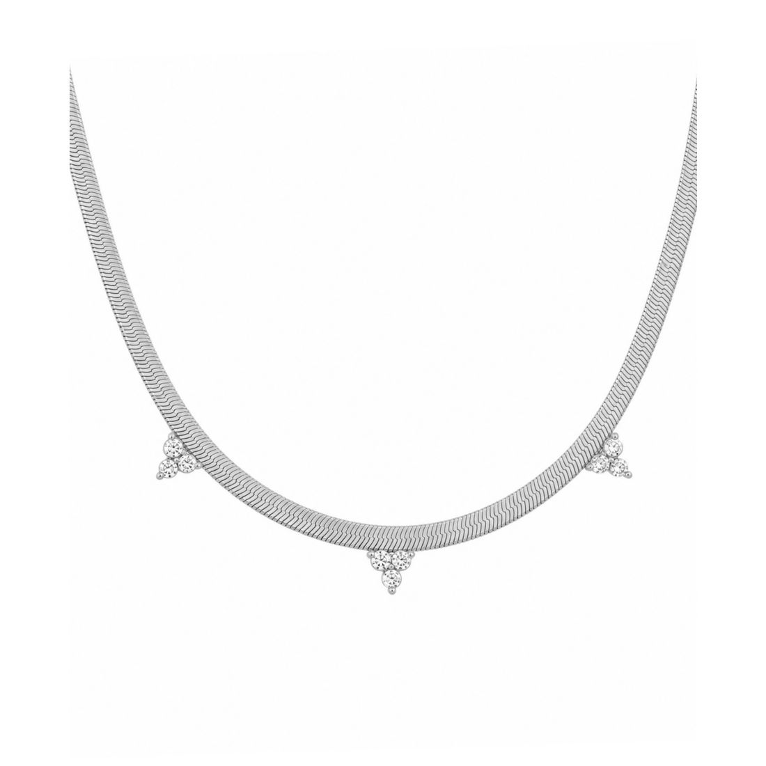 And Now This Cubic Zirconia Flat Herringbone Chain Necklace