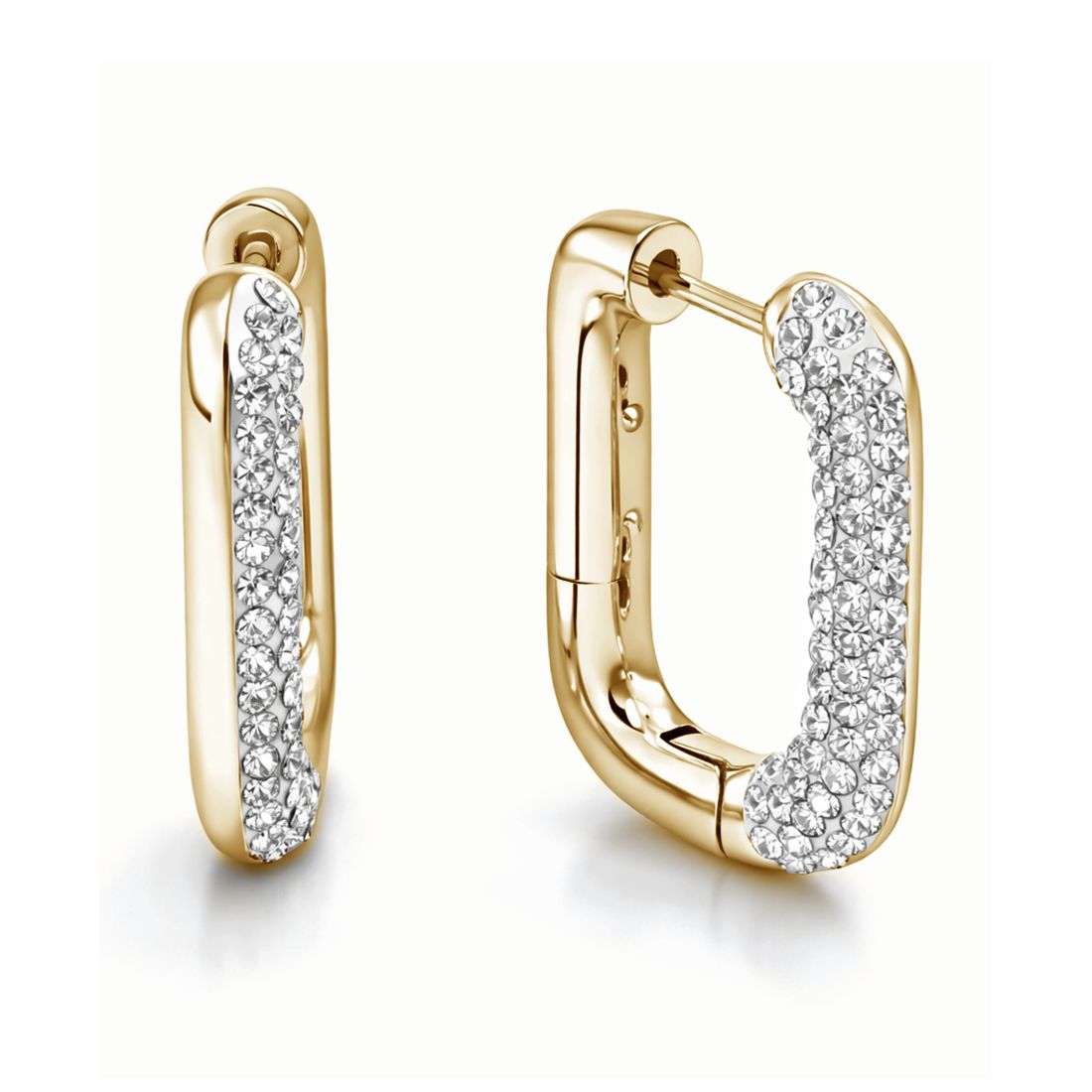And Now This Clear Crystal Rectangular Shaped Hoop Earrings