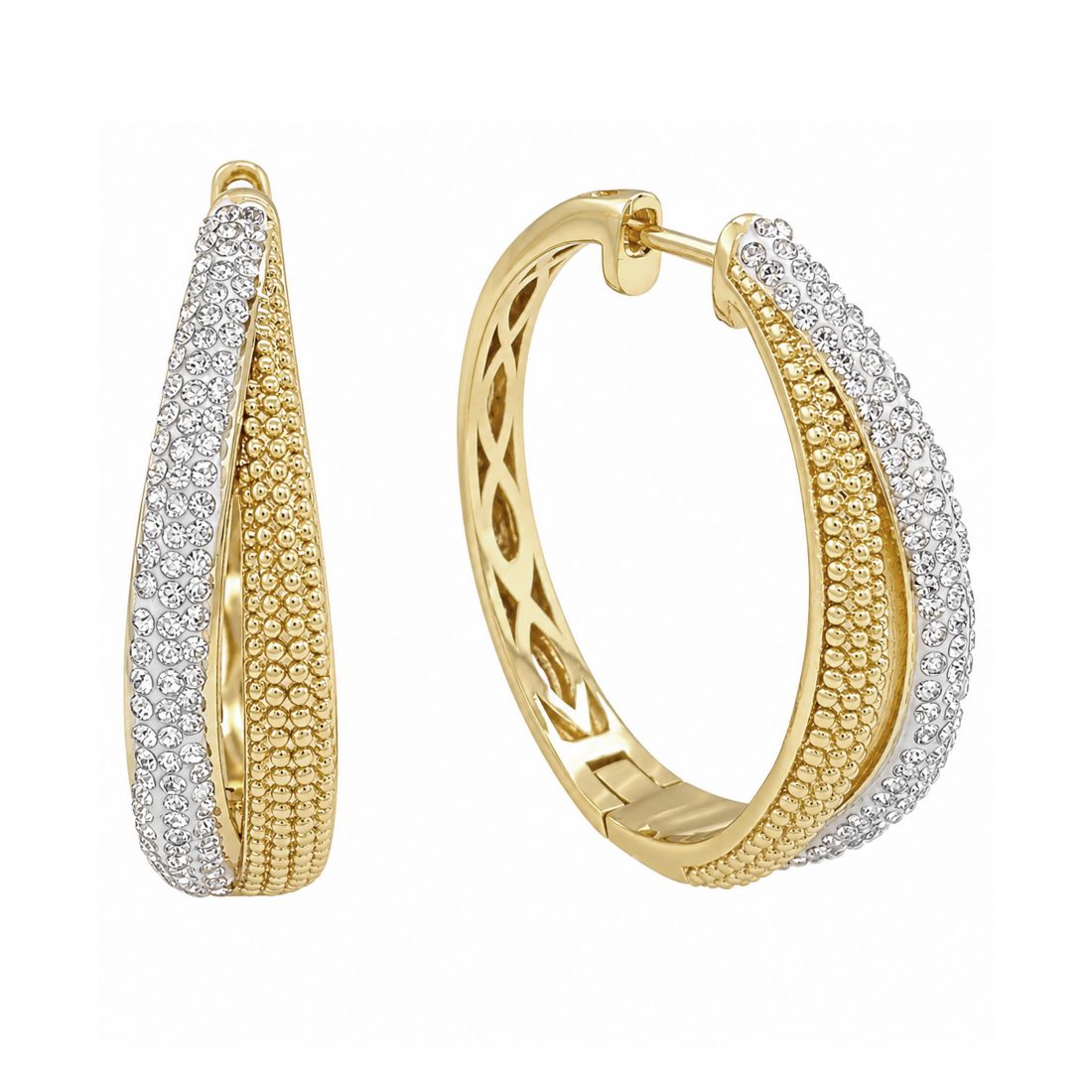 And Now This Crystal Split Texture Hoop Earrings