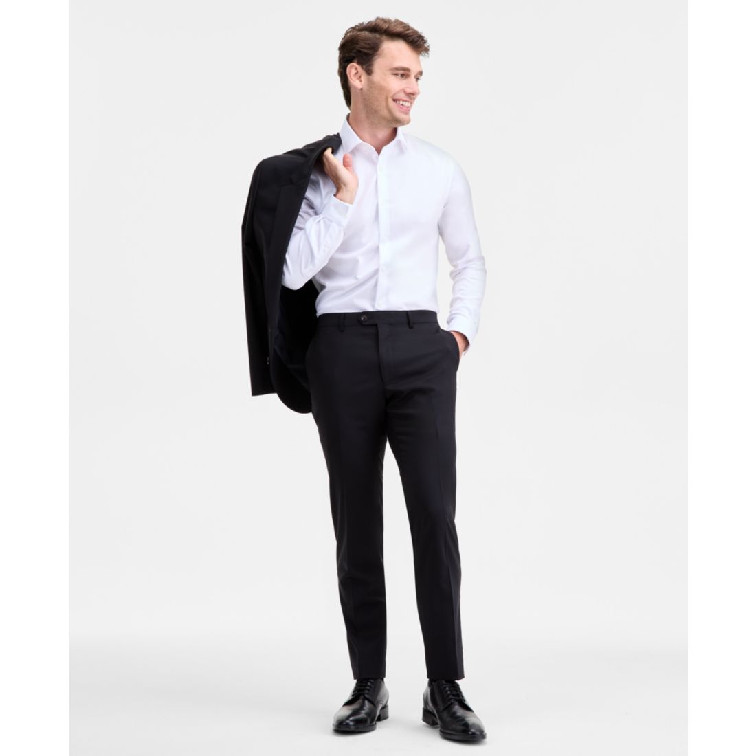 Ted Baker Ted by Ted Baker Men's Modern-Fit Stretch Black Solid Wool-Blend Suit Separate Pants