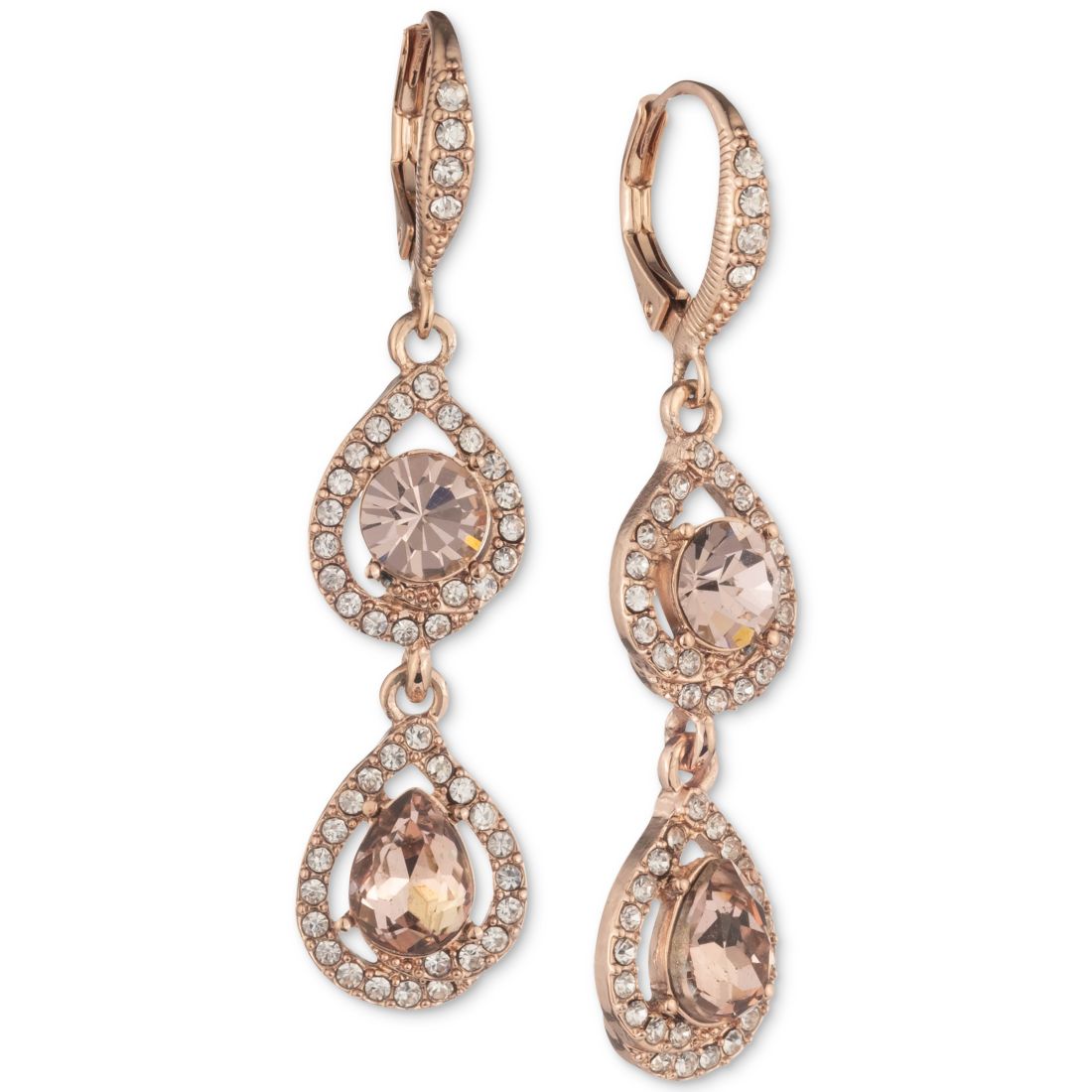 Givenchy Crystal Pear-Shape Double Drop Earrings