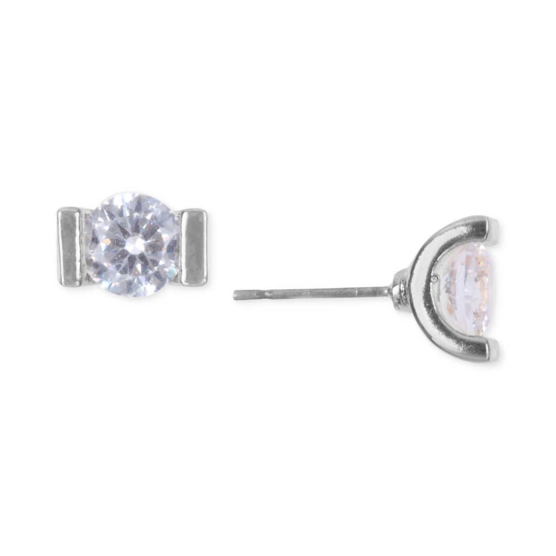 Lonna & Lilly Silver-Tone Tension-Set Crystal Stud Earrings