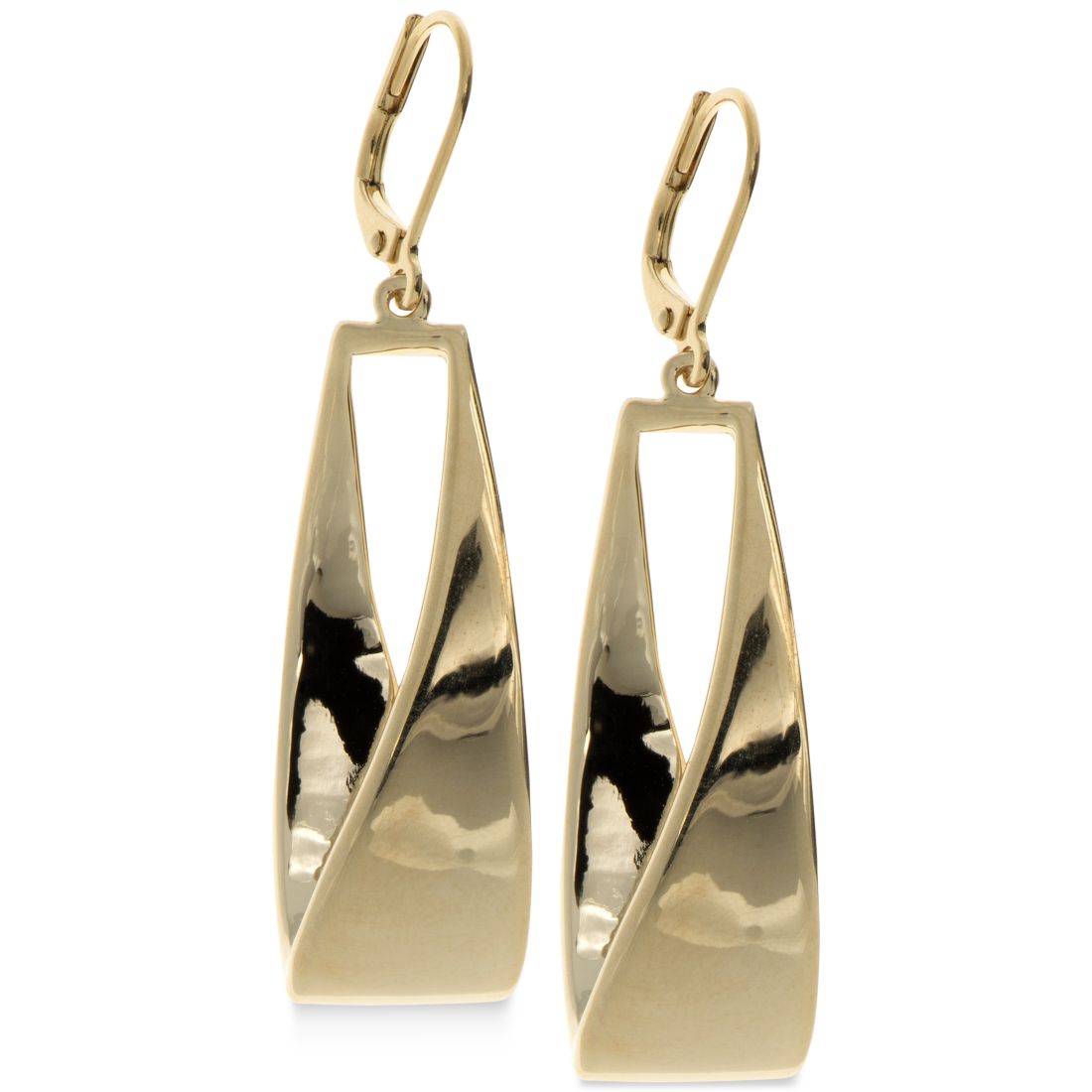 Anne Klein Twisted Metallic Drop Hoop Earrings