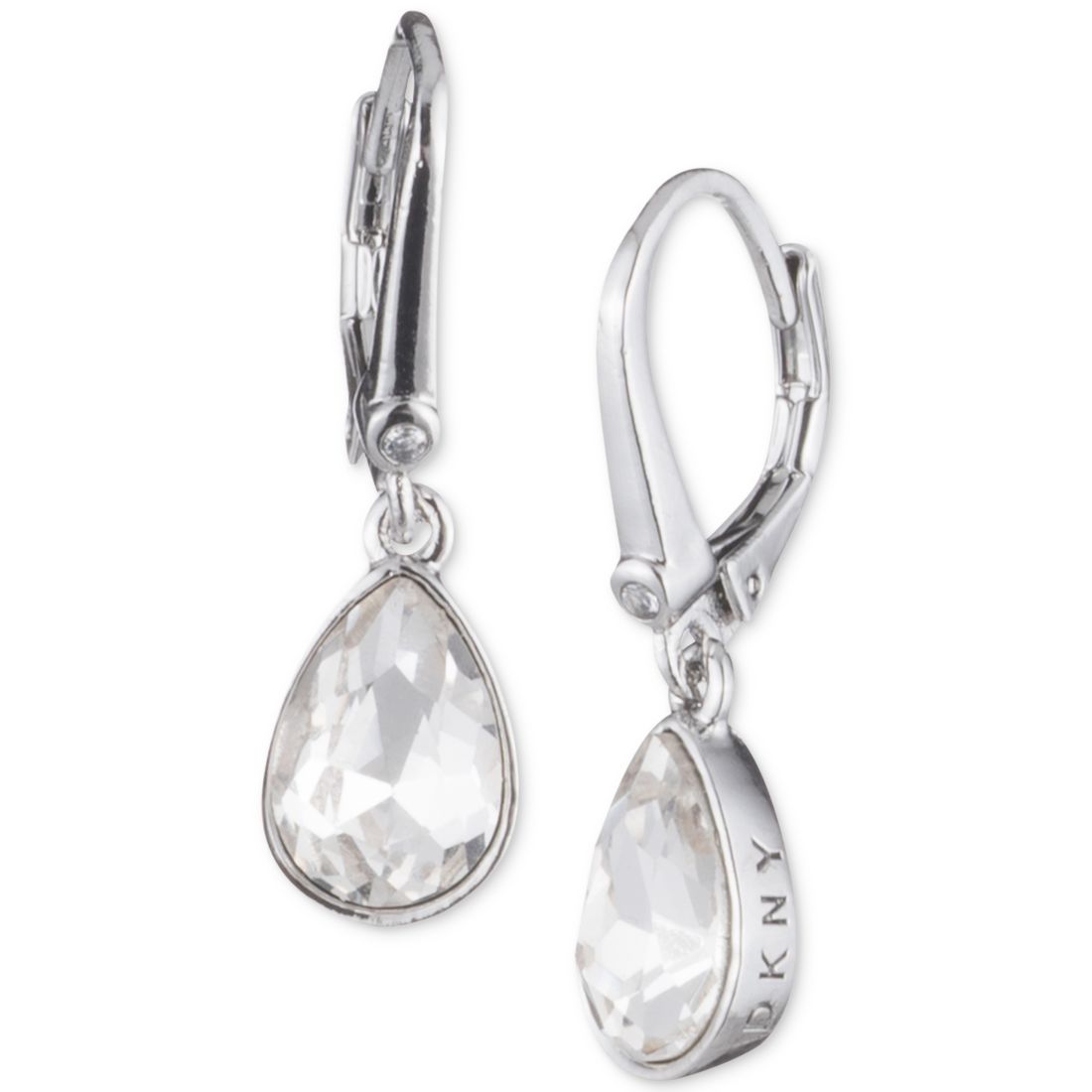 Dkny Crystal Logo Teardrop Drop Earrings