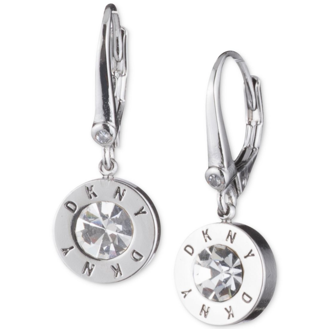 Dkny Crystal Logo Drop Earrings