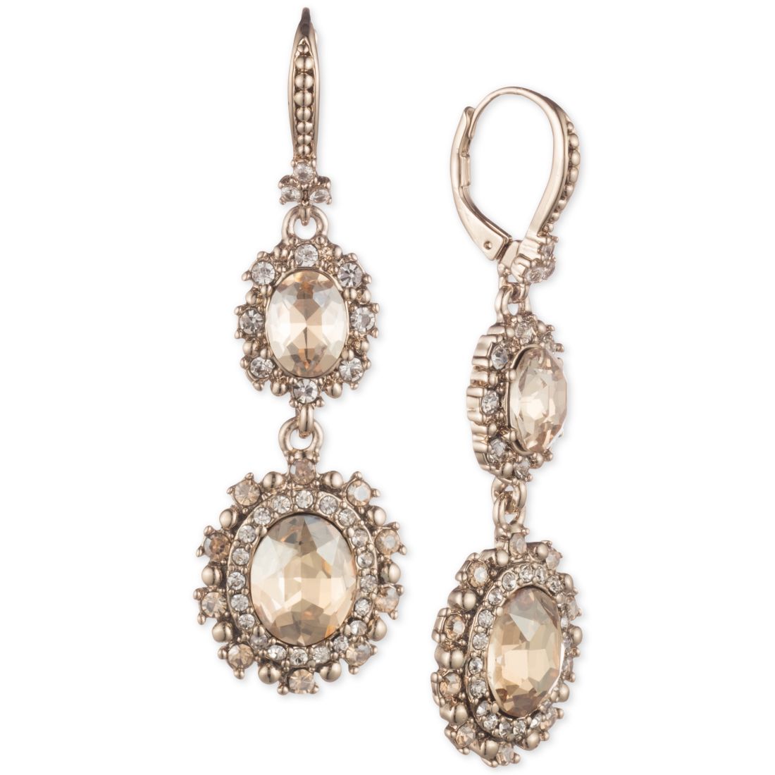Marchesa Gold-Tone Crystal Double Drop Earrings