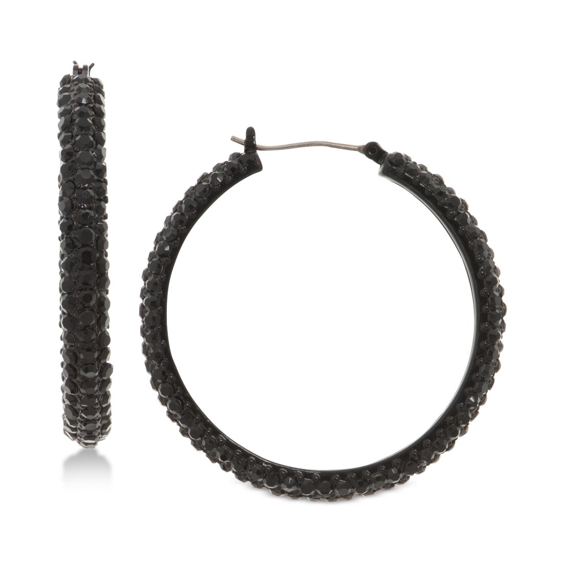 Dkny Micro-Pave 1 2/3" Hoop Earrings