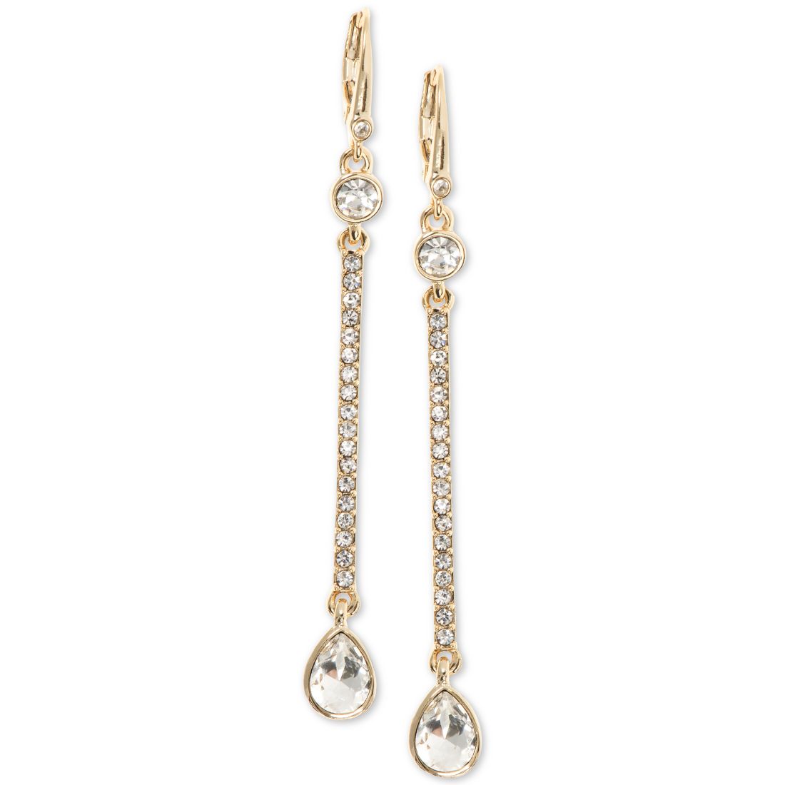 Dkny Gold-Tone Crystal Linear Drop Earrings