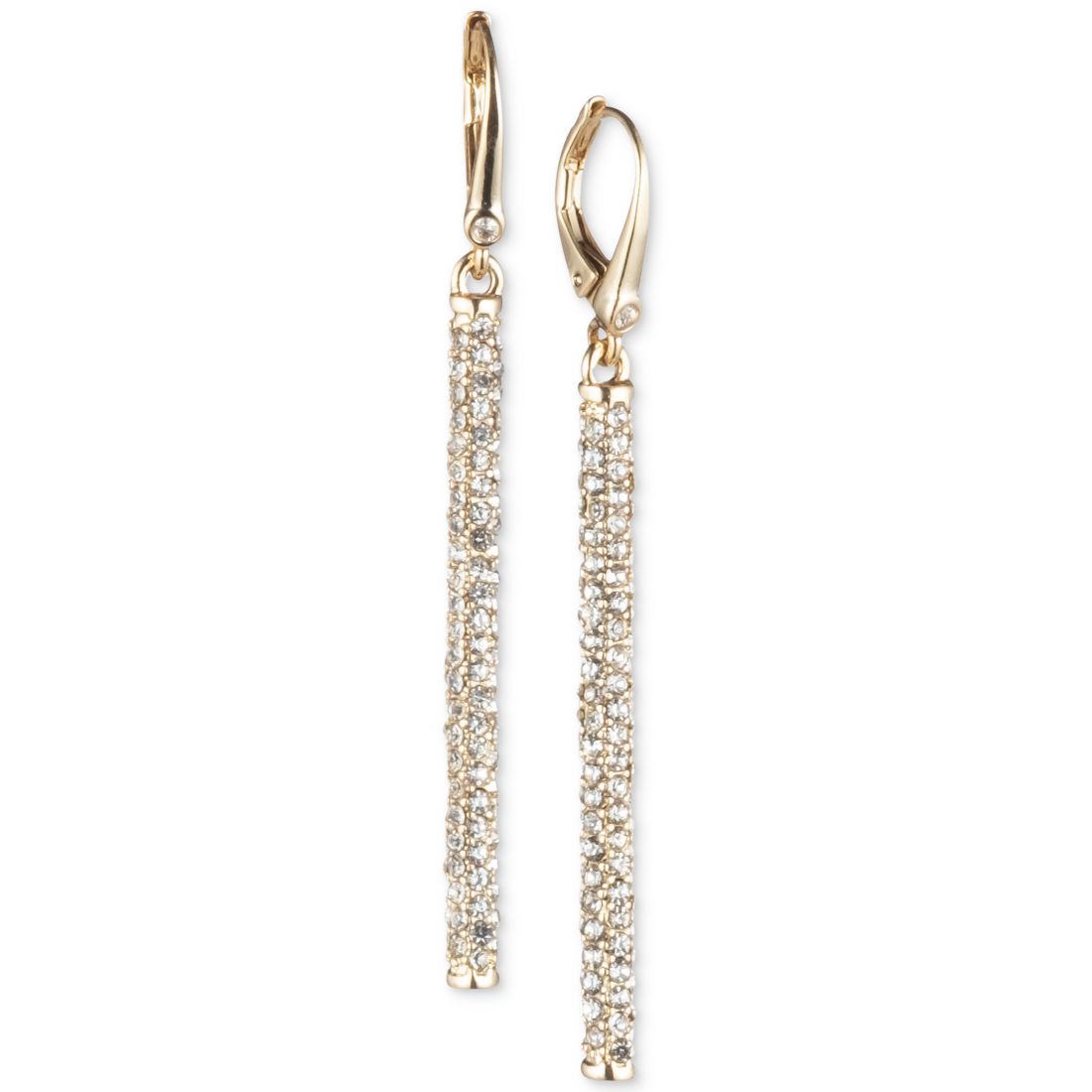 Dkny Gold-Tone Micropave Linear Drop Earrings