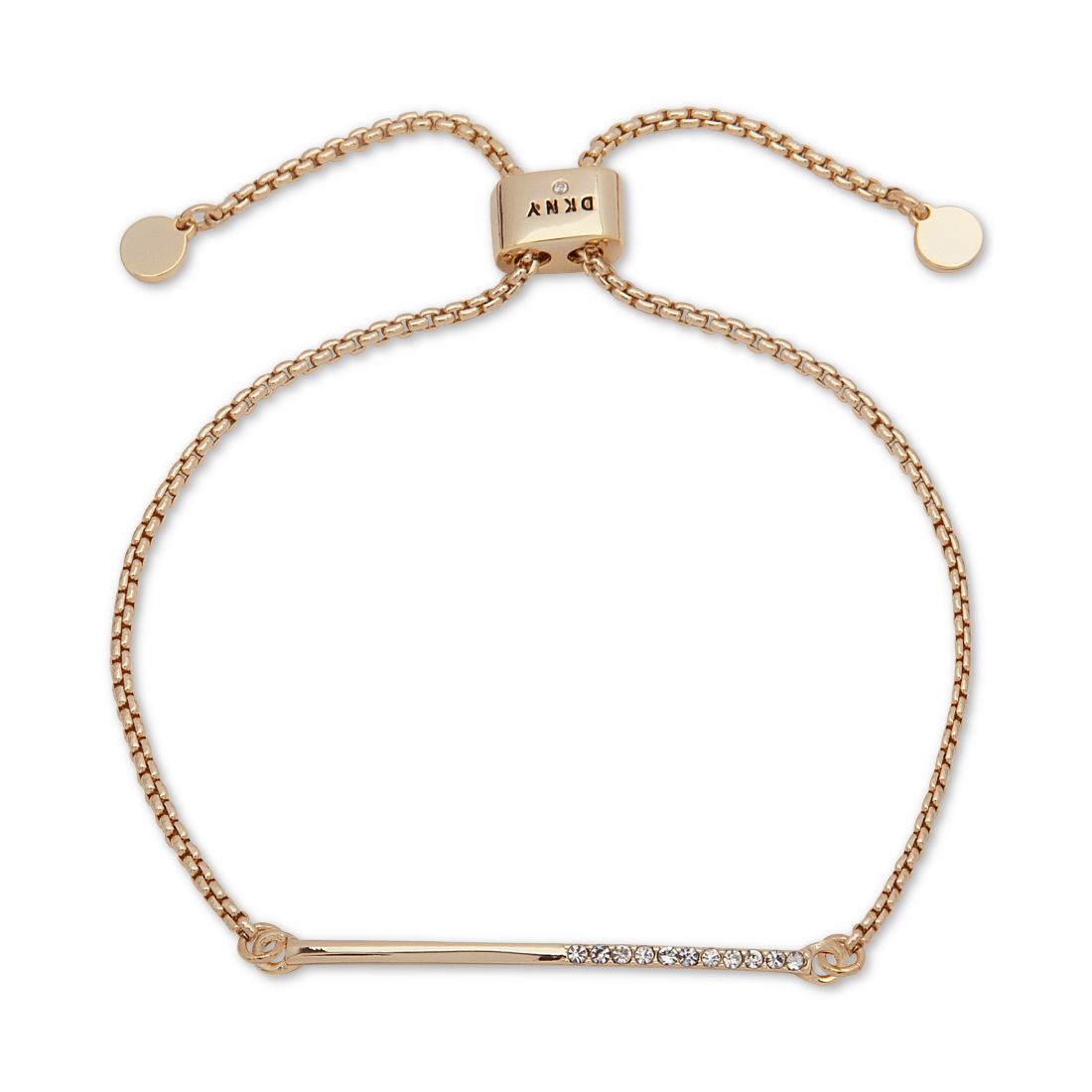 Dkny Gold-Tone Half-Pave Bar Slider Bracelet