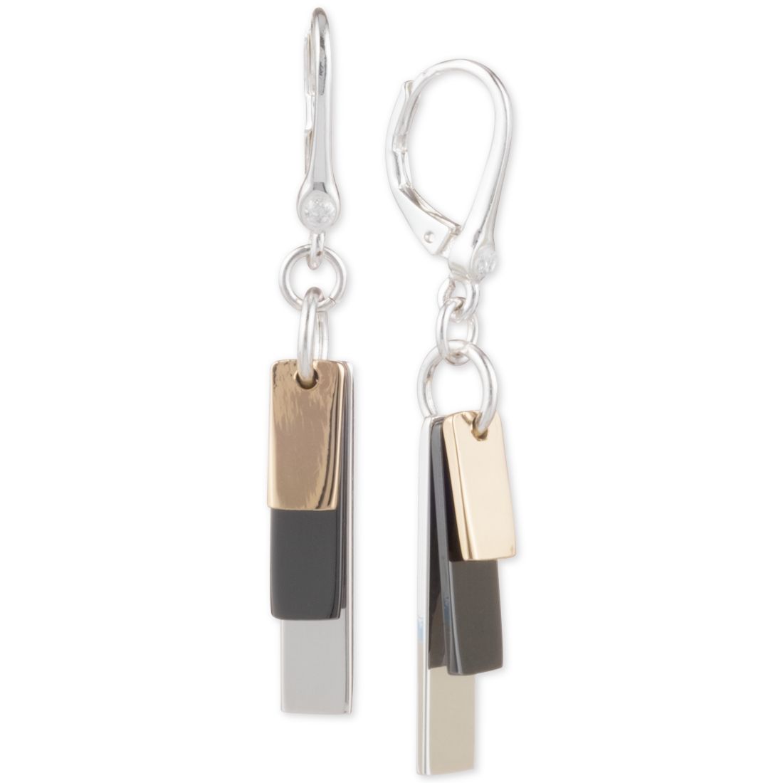 Dkny Tri-Tone Shaky Block Drop Earrings