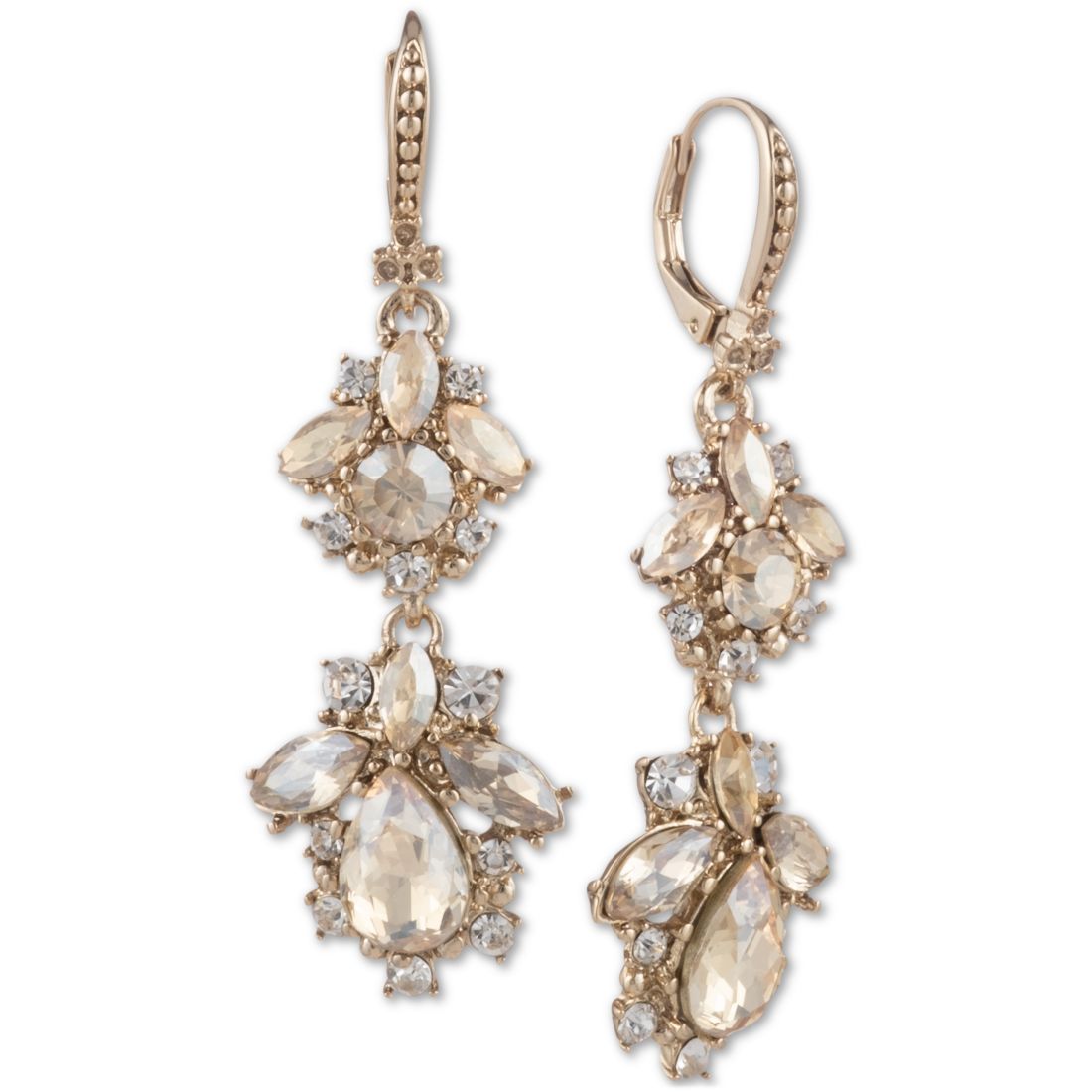 Marchesa Crystal Cluster Double Drop Earrings