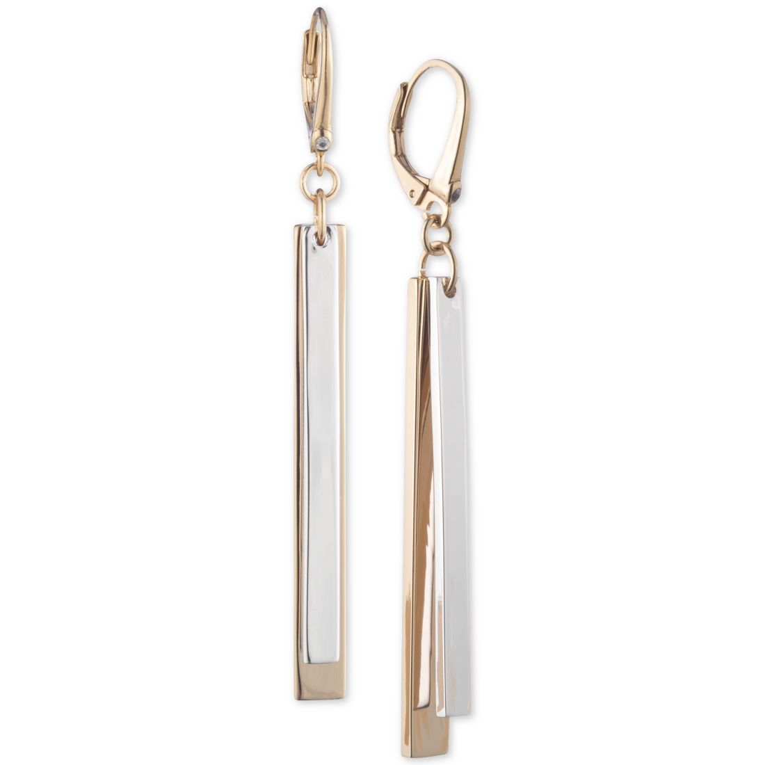 Dkny Two-Tone Pave Stick Linear Drop Earrings